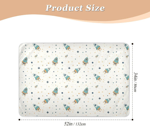 siphylline 52" 34" Cartoon Sky Rockets Cute Extra Large Resuable Changing Pad Covers Soft Absorbent Diaper Changing Pad