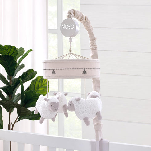 NoJo Musical Mobile with White and Taupe Lambs