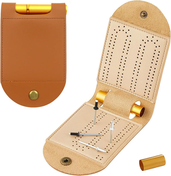 Travel Cribbage Board Game Set, Portable Cribbage Boards Unique 2 Track Cribbage