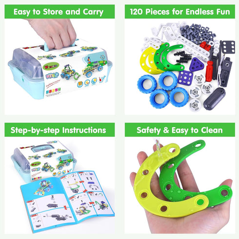 10 in 1 Electric STEM Toys for Boys & Girls Age 4-8, Birthday Gift Erector Sets for Kids 5-9, Educational Building Kits