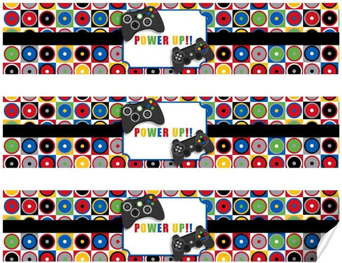 Game On Video Gamer Birthday Party Waterproof Water Bottle Sticker Wrappers - 20 Labels by AmandaCreation