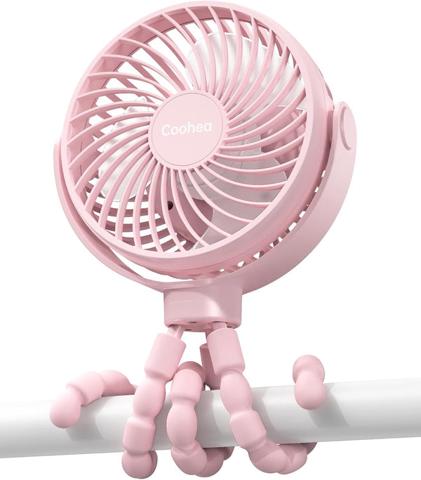 Coohea Stroller Fan Clip on for Baby, 4000mAh Rechargeable Battery Operated, Flexible