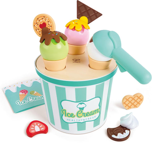 Set Playset 14 2+ Hape Scoop & Serve Ice Cream Wooden Toddler with Realistic Scoop, Rotating Display, and Accessories