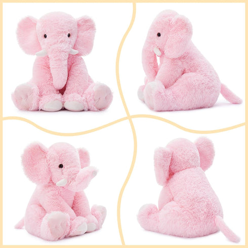 19.6 Inch Tezituor Plush Elephant Stuffed Animal Giant Pink Elephant Toys Soft & Cuddly Plush Animal Gift for Girls