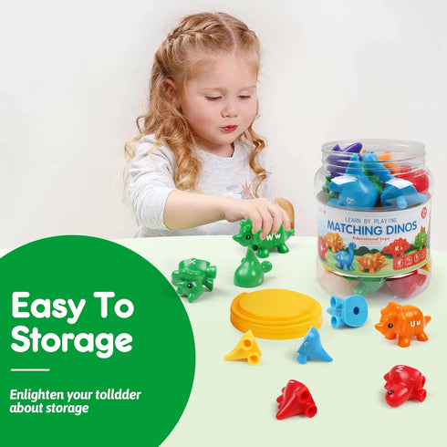 Matching Letters Dinosaur Toy, Double-Sided ABC Letters Match Game for Preschool, Educational Learning Toy for Toddlers