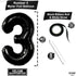 KatchOn Black Number 3 Balloon - Giant 40 Inch for 3rd Birthday Decorations for Boys