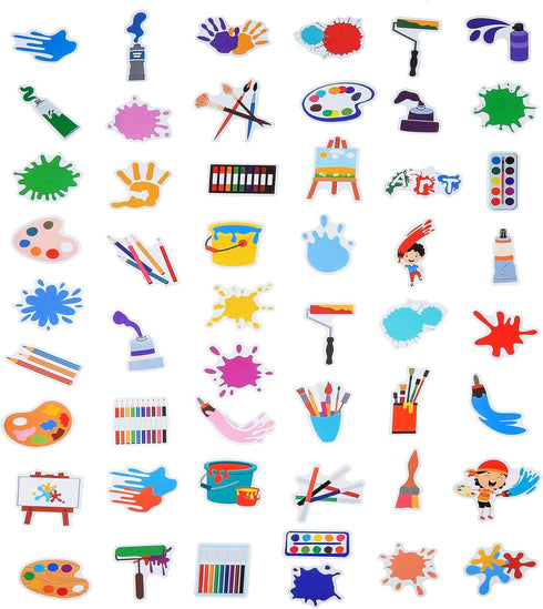 100 Pack Art Painting Stickers - Art Painting Party Favors, Birthday Decorations for Creative Celebrations