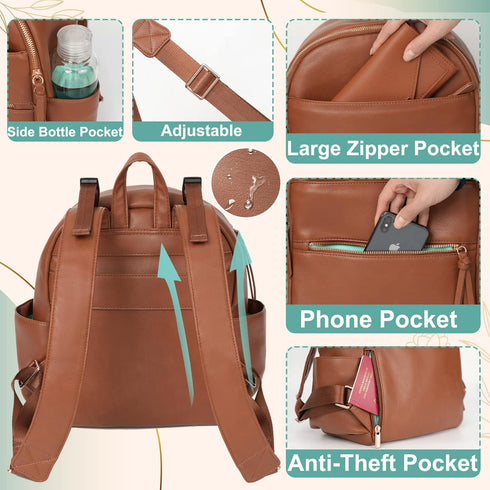 Backpack, 11 backpack, 2 MOMINSIDE Small Diaper Bag Mini Diaper Bag with Pockets, Leather diaper Baby Diaper Bag