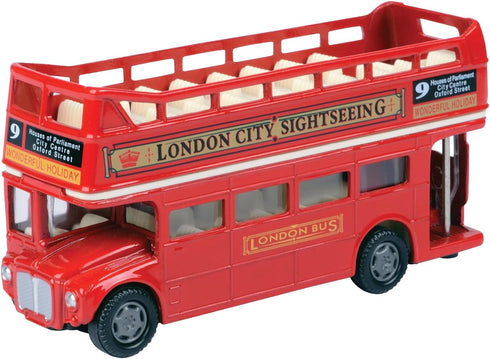 London Double Decker Bus Open Top - Red Motormax 76008 - 4.75" Diecast Model Toy Car