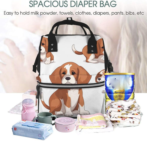 DWVTSLH Backpack Mummy Backpack Beagle Dog Diaper Bag Multifunction Nappy Bags Waterproof Large Capacity Travel