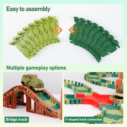 96 3 4 5 6 7, GIAT Pcs Dinosaur Car Track Expansion Kit Birthday Gift for Boys & Kids Ages Compatible with Most Dino