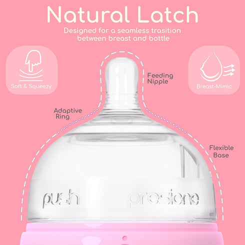 6 Oz (2 Pack), INTTERO Baby Bottles with Built-in Formula Dispenser, Anti-Colic Wide Neck Design for Newborn Feeding