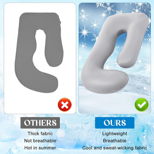Hahafelt 59 Inch Cooling Pregnancy Pillow Cover (Only Pillowcase) Large J Shaped Full Body Pillowcase Maternity