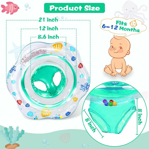6-12 Baby Pool Float with Double Airbag Safety Seat for Toddler & Infant Months, Inflatable Infant Pool Float for Swim