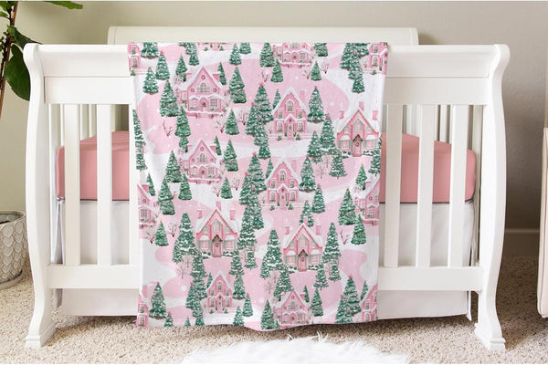 SqtmuHLuo Pink Christmas Tree Baby Blanket for Boys Girls Gender Christmas Tree Holiday