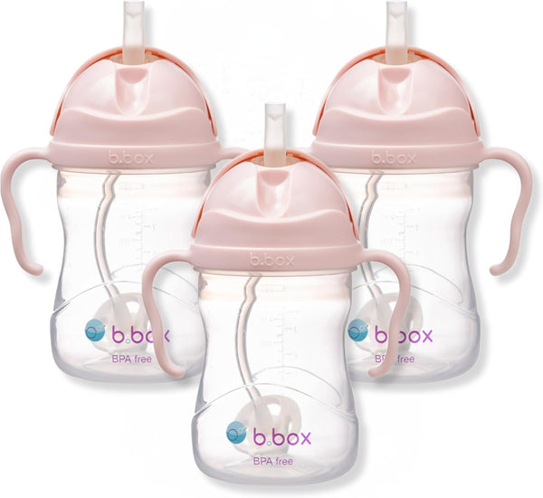 b.box Sippy Cup with Weighted Straw (3-Pack). Leak Proof, Easy Grip. BPA