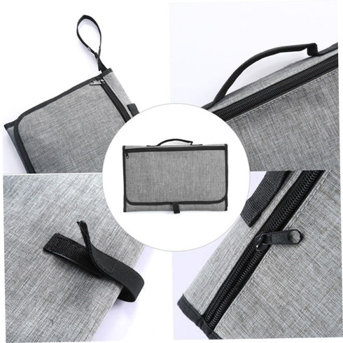 Portable Diaper Changing Mat - Grey Foldable Storage Pad for Newborns
