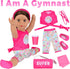 18 inch 7-Piece Set American Doll Gymnastics Doll Yoga Outfit , Pink Pony Design with Accessories, Sports Bag