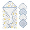 Featherhead 5-Piece 100% Cotton Muslin Hooded Bath Towel & Washcloths Set for