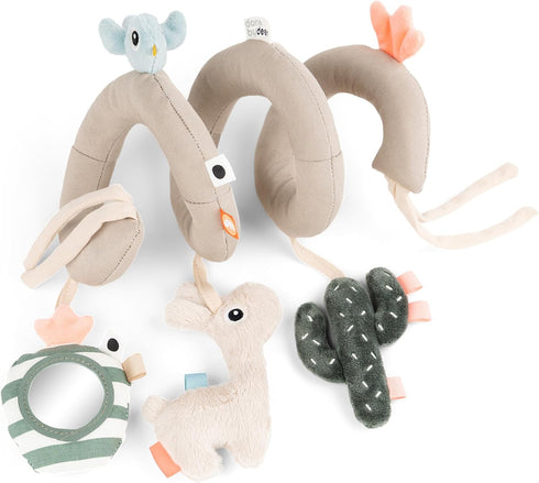 Done by Deer Car Seat Toys Hanging - Activity Spiral Sensory Baby Toy with Mirror with Sound & Crinkle Sounds