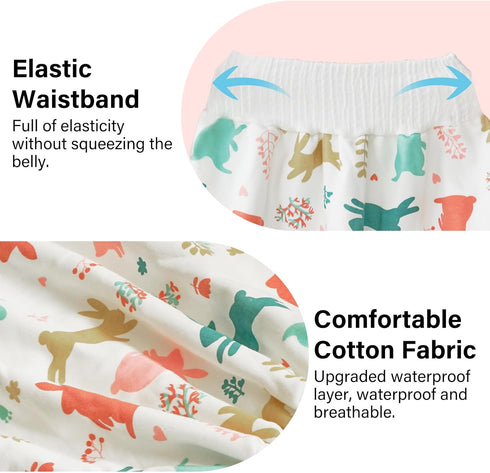 WELOMELO 2 Packs Waterproof Diaper Pants for Baby Kids, Absorbent Toddler Potty Training Pants Boys Girls Use Day Night