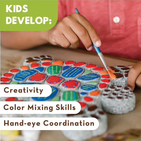 MindWare Turtle Stepping Stone Kit: Paint Your Own Stepping Stones for Kids Craft Kit Includes Paint, Brushes