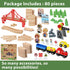 TOY Life 80pcs Wooden Train Set - Fits Thomas Brio Melisa Chugginton, Toddler Boy Toy Train Set, 3+