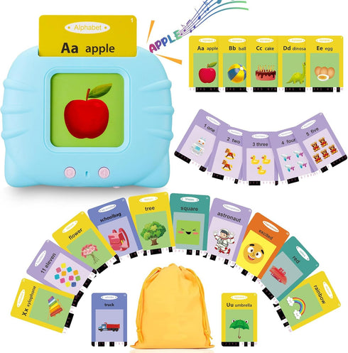 Talking Flash Cards Pocket Speech Toys, 336 Sight Words Montessori Audible Speech Buddy for Toddler Learning (Blue)