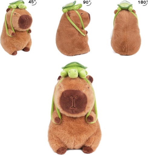 12inch Cute Capybara Plush with Turtle Backpack - Soft Capybara Stuffed Animal Toy Doll Pillow for Kids