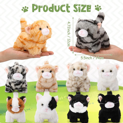 Lenwen 10 Pcs Cat Stuffed Animals Bulk, Soft Cuddly Kitten Plush Sets, Assorted Fluffy Stuffed Cats for Kids Birthday
