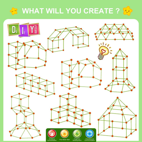Fort Building Kit for Kids, STEM Construction Toys, Educational Gift for 3-12 Years Old, Ultimate Creative Set (140
