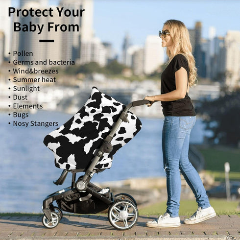 Schgap Cow Car Seat Covers Canopy for Baby Nursing Cover Breastfeeding Baby Carrier Cover Stretchy Carseat Canopy