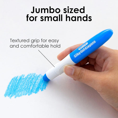 12 (12/Pack), 1-Pack BAZIC Jumbo Silky Gel Crayons Color, Washable Blendable Non Toxic Watercolor Crayon for Coloring