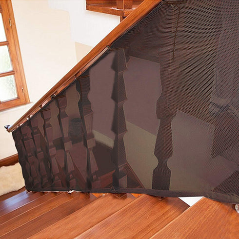 Child Safety Net - 10ft L x 2.5ft H, Sturdy Mesh Fabric Material for Kids/Pet/Toy, Balcony, Patios, Railing (Brown)
