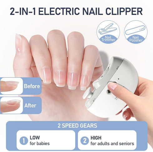 Supellerous Trimmer 2 1 Electric Nail Clipper, Rechargeable Electric Nail with LED Light, in Electric Nail File
