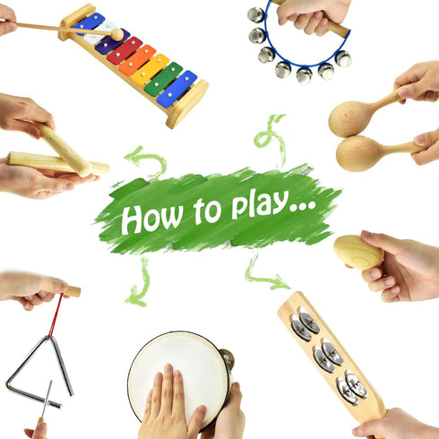Set MUSICUBE Musical Instrument for Toddler Baby Kid Wooden Percussion Instrument Musical Toys Xylophone Maracas Egg
