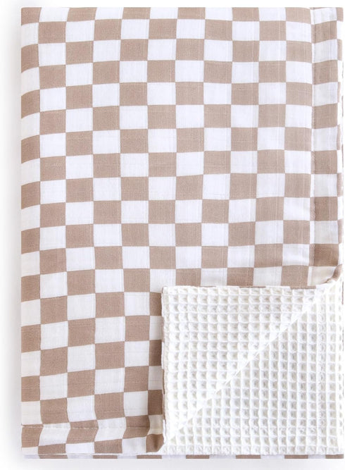 LifeTree Waffle Baby Blankets, Muslin Checkered Swaddle Blankets for Boys Girls, 2