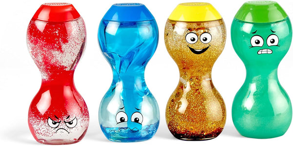 hand2mind Express Your Feelings Sensory Bottles-Primary Emotions, Quiet Toddler Fidgets for Classroom,
