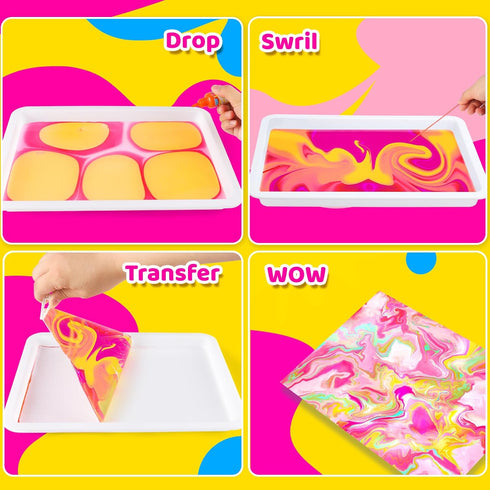 Titoclar Art Supplies for Kids - Water Marbling Paint Kit for Ages 3-12, Birthday Gifts for Girls