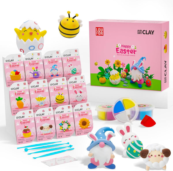 Loufor Air Dry Clay Kits Easter - Modeling Clay for Kids, Ultra