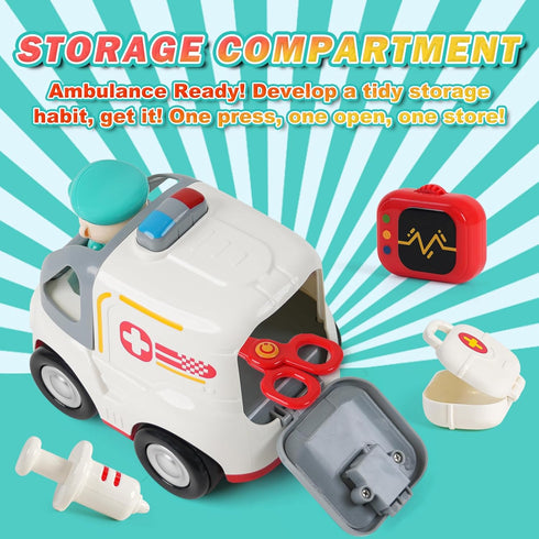 18+ 2 3 4 5 Remote Control Car for Kids - Cartoon RC Ambulance Toy for Toddlers Months, Ages Years Old, Birthday Gifts