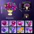 Set 905 18 12+ PLAXSOON Purple Rose Flower Building with Vase, PCS Mothers Day Botanicals Flowers Bouquet Building