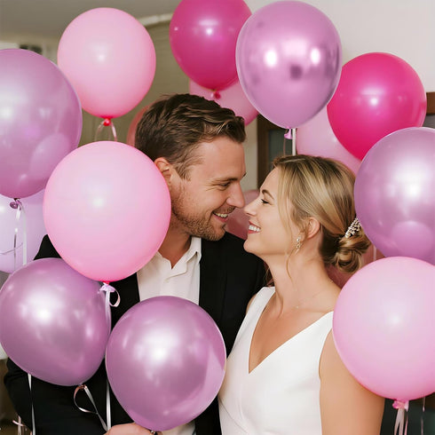 100Pcs 12Inch Pink Balloons Hot Pink Metallic Pink Balloon Light Pink Balloon for Birthday Wedding Baby Shower Princess