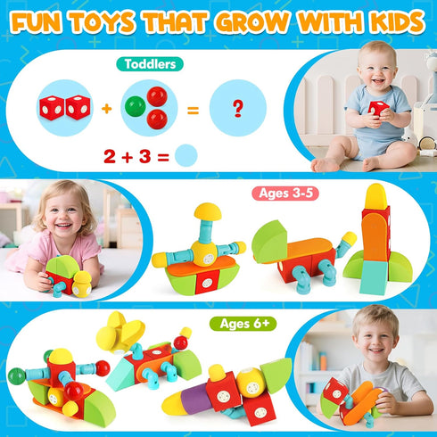 26 3 4 5 6+ Hodurgyi PCS Magnetic Foam Blocks, STEM Preschool Toys for Children, Magnetic Building Blocks for Toddlers