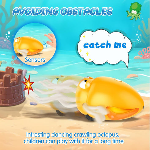 AOTIBO 1 2 3 4 5 Tummy 12-18 1st Baby Dancing Octopus Toy for Year Old Boy Girl, Baby Time Electric Crawling Octopus