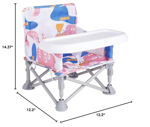 6 3 CH2408 Portable Baby Booster Seat with Tray, Toddler Booster seat for Dining, Camping, Travel, Baby Beach Chair