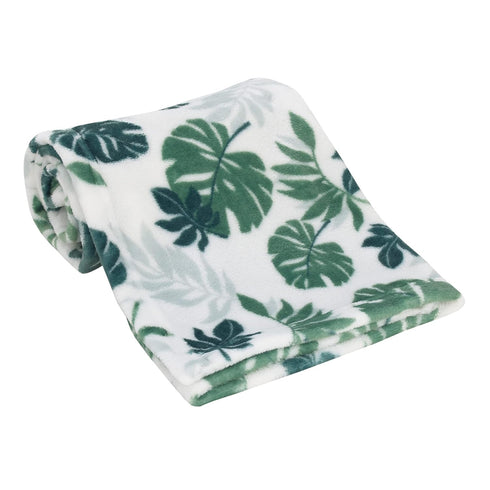 Simply Baby Palm Leaf Green and White - Tropical Super Soft Baby Blanket