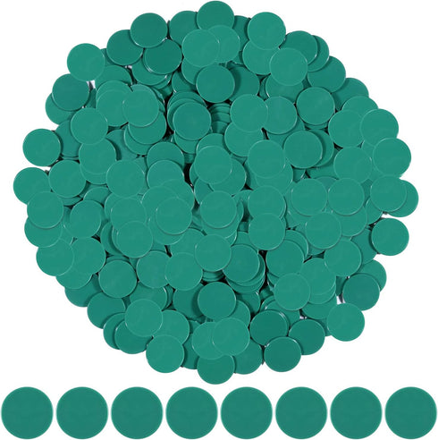 Coopay 300 Pieces Plastic Learning Counters Disks for Math Practice and Poker Chips Game Tokens, 1 Inch (Green Style 1)