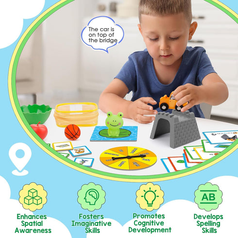Broytain Set, 4+, Positional Word Learning Toddler Board Games, Manipulatives Match Games, Educational Games for Kids