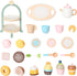 23pcs Set Set Set Playset Wooden Tea for Little Girls, Toddler Tea Wooden Toys Play Kitchen Accessories with Cupcake